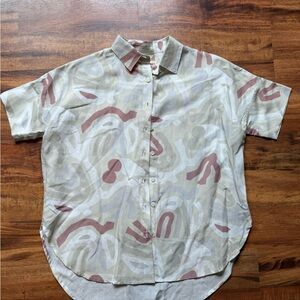 Tradlands Linen Tencel Casual Abstract Button Down Shirt